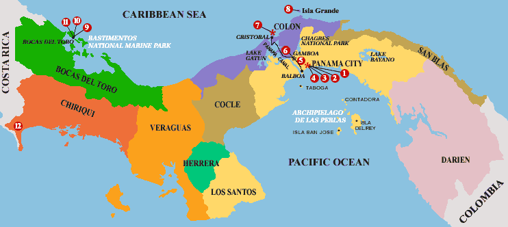 panama regionen karte